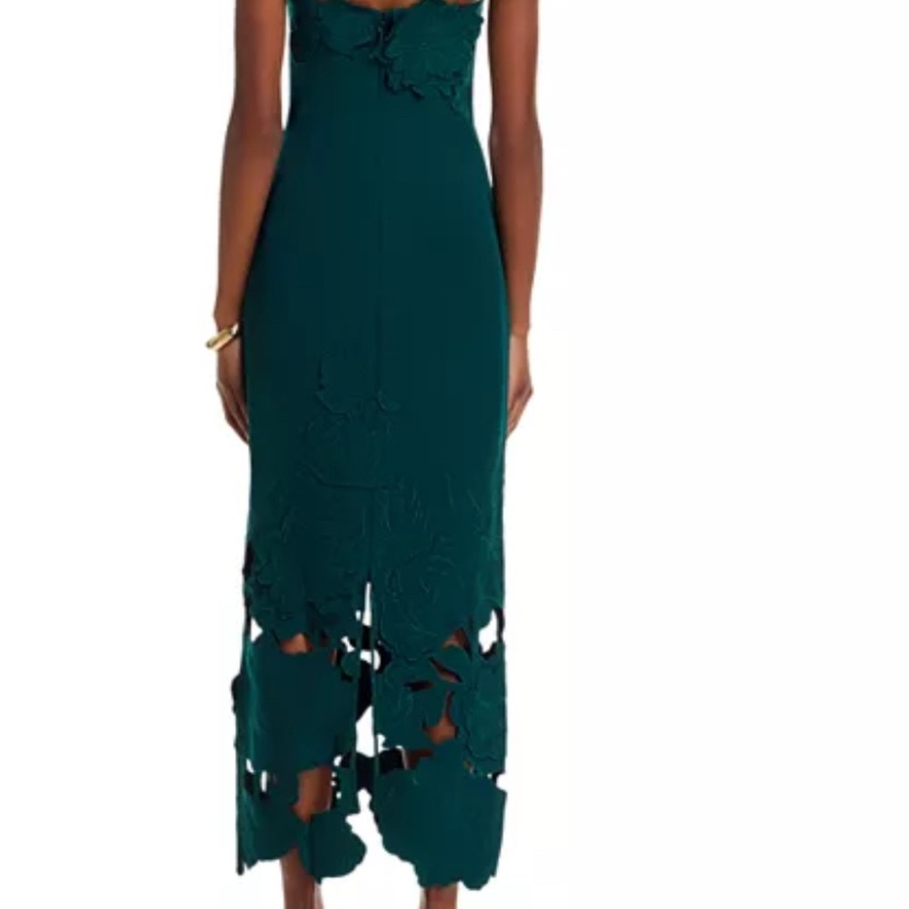 Strapless Teal Floral-Appliqué Midi Dress - Picture 4 of 4